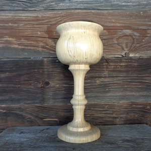 Vintage Wooden Cup H8&quot;/ 21cm, Turned Wood Footed Cup; Wooden Goblet