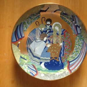 Rörstrand Sweden vintage porcelain plate, design Jacqueline Lynd, Collectible Christmas plate HOLY NIGHT 1979