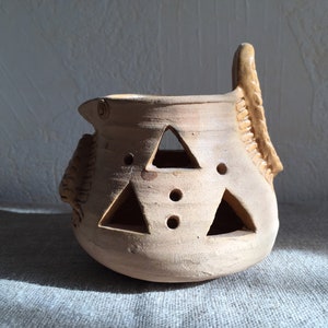 Swedish vintage Gamla Linköping Studio Pottery Candle Holder, Bird shape Tealight Lantern