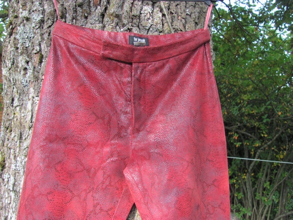 Vintage Leather Pants; Dark Red & Gray Leather Pa… - image 2