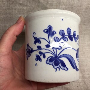 直径9.5 cmの青い花柄のアンティークホワイトセラミックポット - Etsy 日本