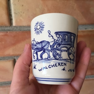 Dutch vintage hand painted Delfts Blauw Royal G Walcheren mug made in Holland