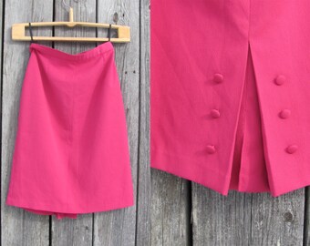 Vintage Skirt; Fuchsia color Knee length Pencil skirt by Perrie London size XS / S