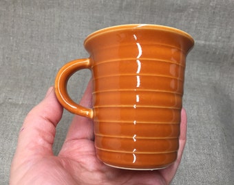 Swedish vintage Höganäs Keramik coffee cup, Caramel color HOGANAS stoneware ribbed cup,