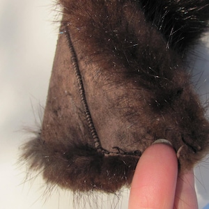 cuello de piel de visón vintage sueco; Cuello de piel auténtica marrón oscuro sin forro; Piel de visón auténtica de 23"/58 cm para cuello de abrigo imagen 5