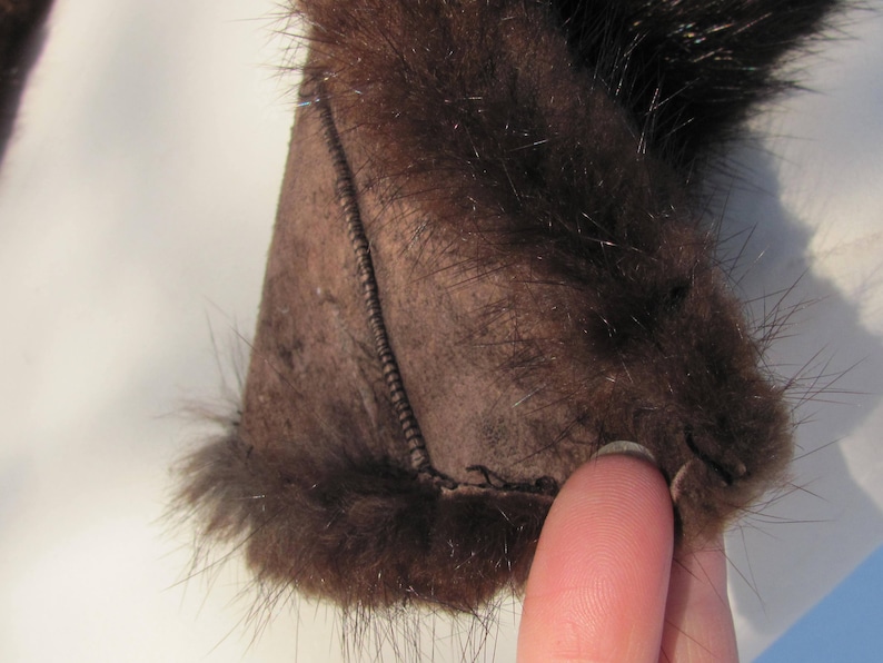 cuello de piel de visón vintage sueco; Cuello de piel auténtica marrón oscuro sin forro; Piel de visón auténtica de 23"/58 cm para cuello de abrigo imagen 5