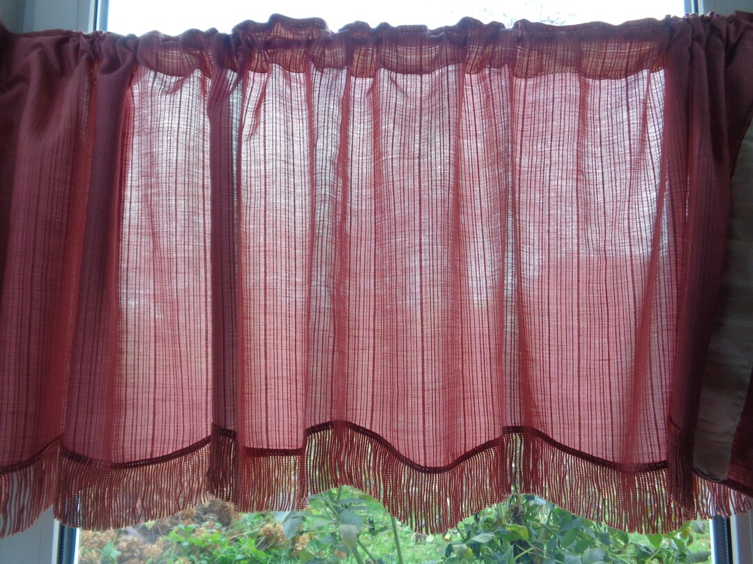 H21x W96 Vintage Kitchen Curtain Old Pink Etsy