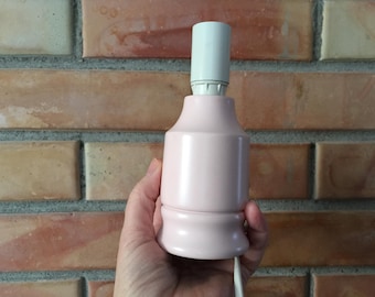Vintage Table Lamp Base; H6"/ 15cm Blush Pink Painted Turned Wood Light