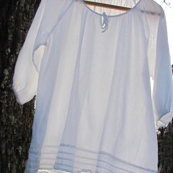 Vintage Oversized White Blouse; Large Size Cotton Blouse Size 44; White Raglan Sleeve Cotton Blouse; Medieval Clothing; Rustic Summer Blouse