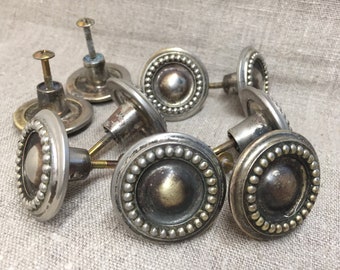 Vintage ladeknoppen, zware metalen trekknoppen dia 1,5"/ 4cm
