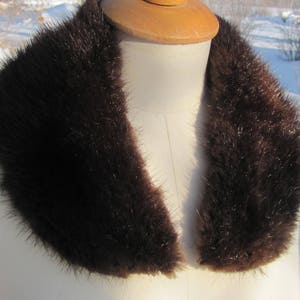 cuello de piel de visón vintage sueco; Cuello de piel auténtica marrón oscuro sin forro; Piel de visón auténtica de 23"/58 cm para cuello de abrigo imagen 3