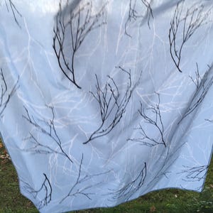 Unused vintage FINLAYSON tablecloth 56&quot;x 56&quot;, Pale Blue plain Cotton table cloth or kitchen curtain with tree branches