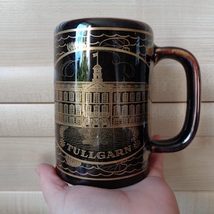 Swedish vintage 1976 Rörstrand ARSKRUS 3 TULLGARN beer mug; Black & Gold ceramic collectible beer stein