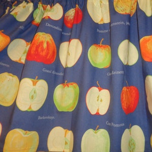 Kitchen curtain with apple print H23"x W56"/ 112" Swedish vintage curtain