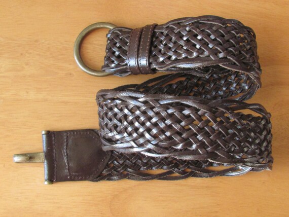 Genuine Leather Vintage Belt Metallic Woven Braid Vintage 80s Gold Braided Belt: Metallic Woven XXL - Etsy main image 4