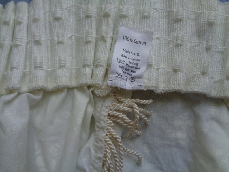 Vintage Curtain Balloon Valance with Fringe; 100/% Cotton Valance made in UK ~H15 x ~W50 Cream Color Valance; Kitchen Curtain; Boho Curtain