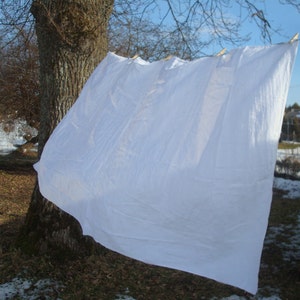 Unused vintage White Linen tablecloth 51&quot;x 70&quot; Classic dining table cloth