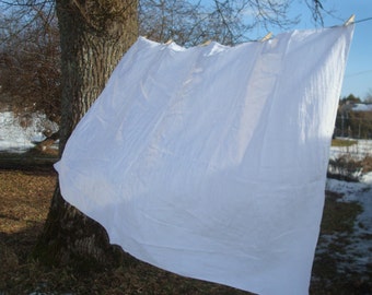 Unused vintage White Linen tablecloth 51"x 70" Classic dining table cloth