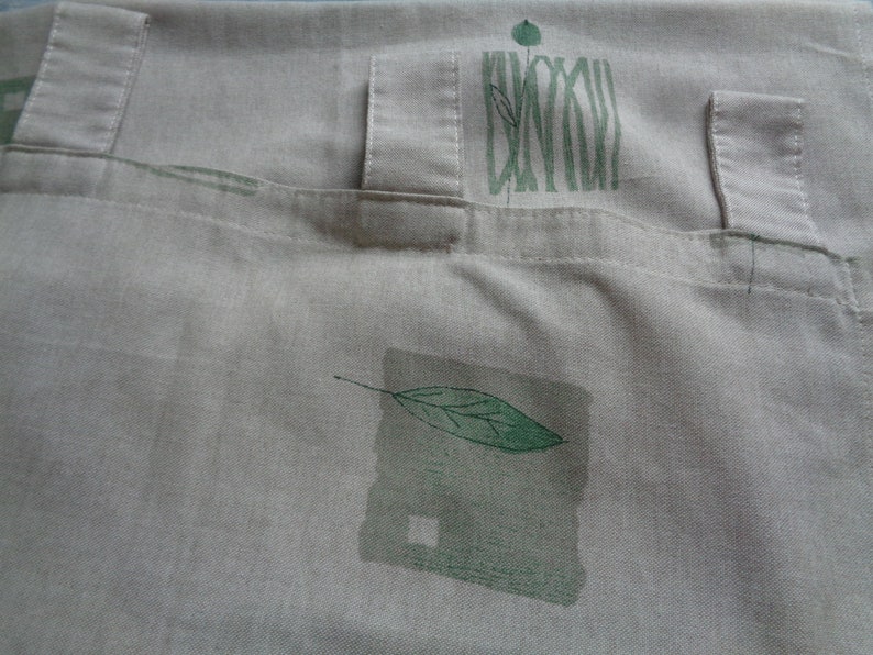 Scandinavian Vintage Curtain Panel W46x L82 Light Gray /& Sage Curtain; 82 Long Curtain Tab Top Unlined Curtain Panel