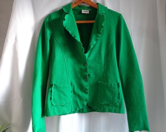 Finnish vintage VOGLIA Vivid Green Cotton Jersey Blazer size S