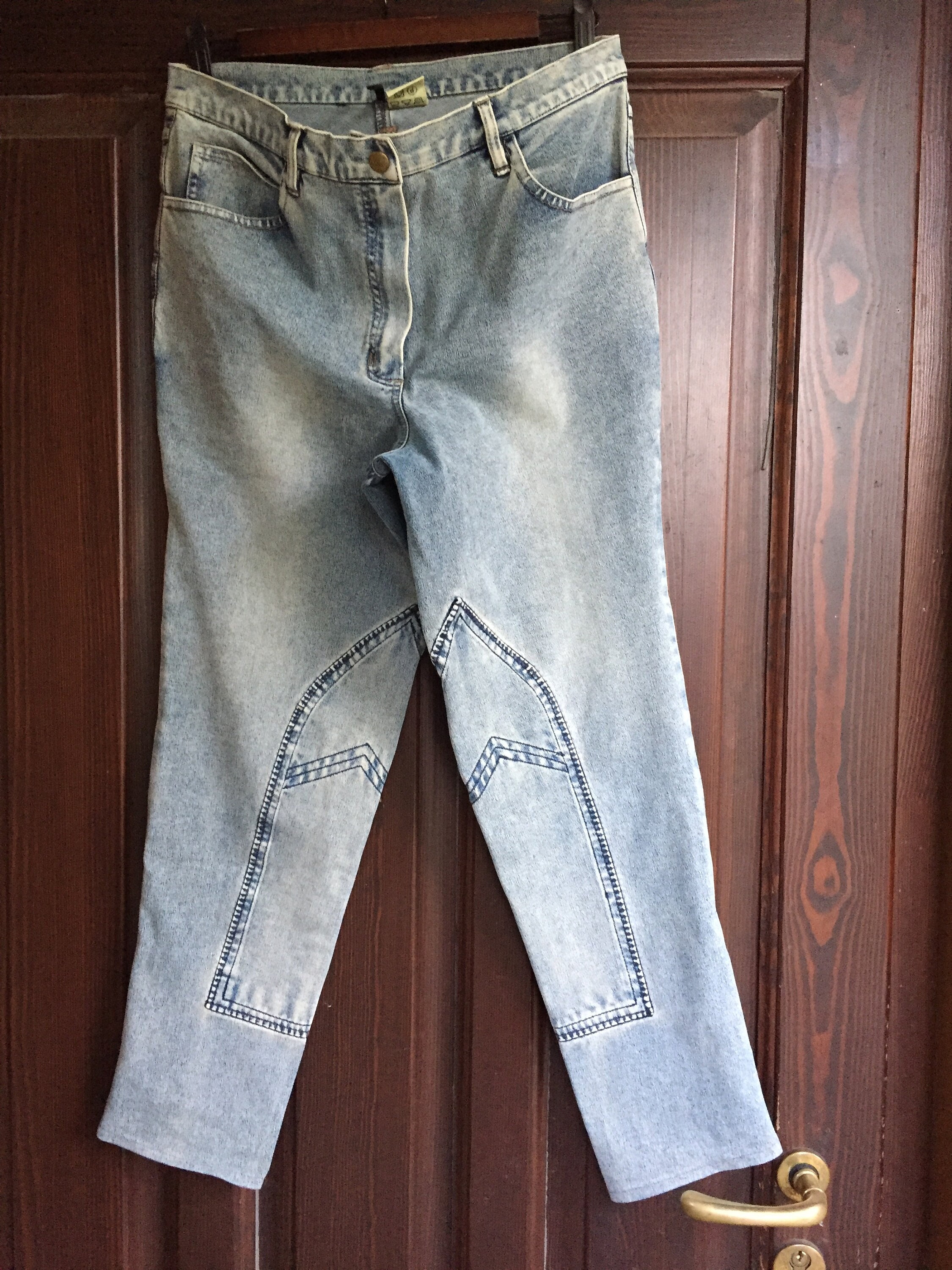 RONRON☆BACK POCKET RIBBON DENIM HALF PANTS RonRon] Back Pocket Ribbon Denim Half Pants (Light Blue