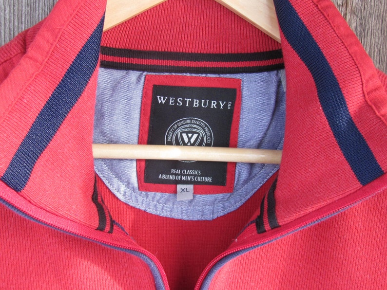 Vintage Sweater size XL; Unworn Vintage Westbury Cotton Jersey Sweater; Red Sweater; Long Sleeve Polo Sweater