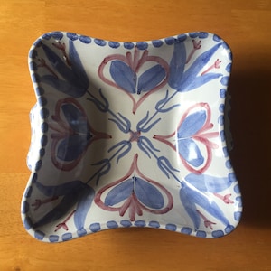 LAHOLMS-Keramik vintage pottery hand painted bowl by Olof Larsson made in Sweden