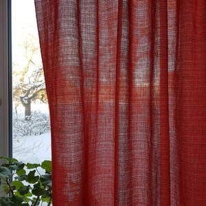 Vintage curtain panel W51&quot;x L79&quot; Red loosely woven curtain