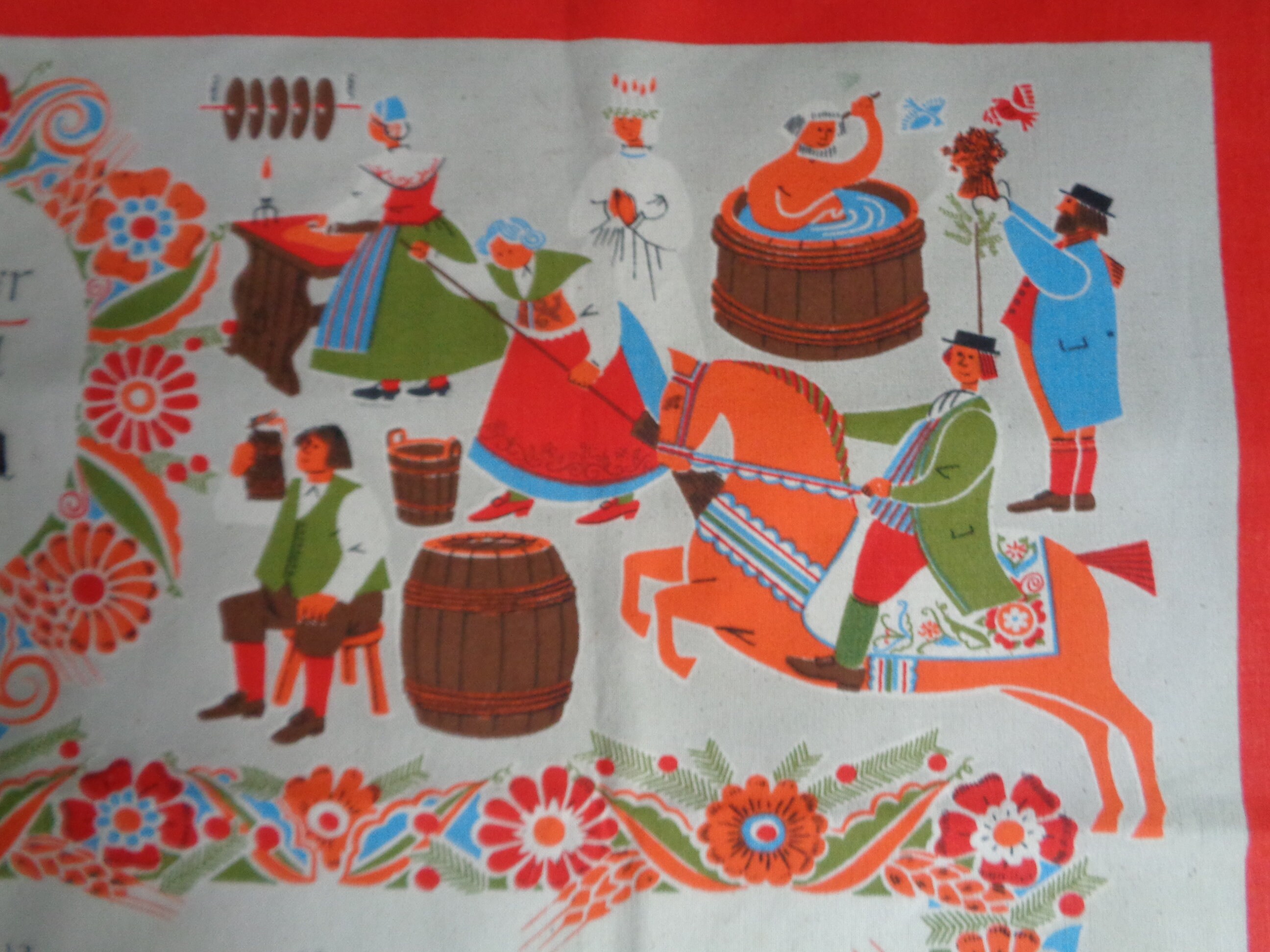 Swedish Vintage Fabric Calendar; Janne Martin Handprinted