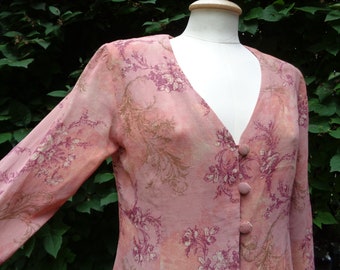 Finnish vintage blouse Elisabeth Shannon 100% Viscose blouse size 34 / XS. Old pink button down blouse.