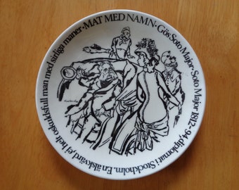 Swedish vintage Gustavsberg Benporslin plate SOTO MAJOR dia 7"/ 17.5cm made in Sweden 1981