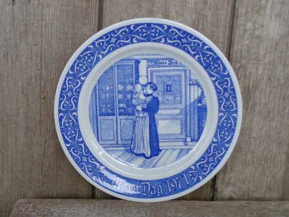 Rörstrand Sweden Vintage Plate MORS DAG 1971 Porcelain Plate Wall