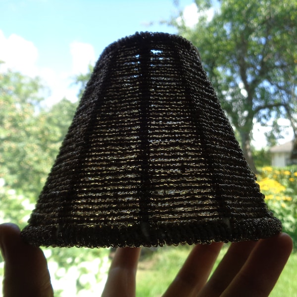 Vintage beaded lampshade, Table light shade H4"/ 10cm