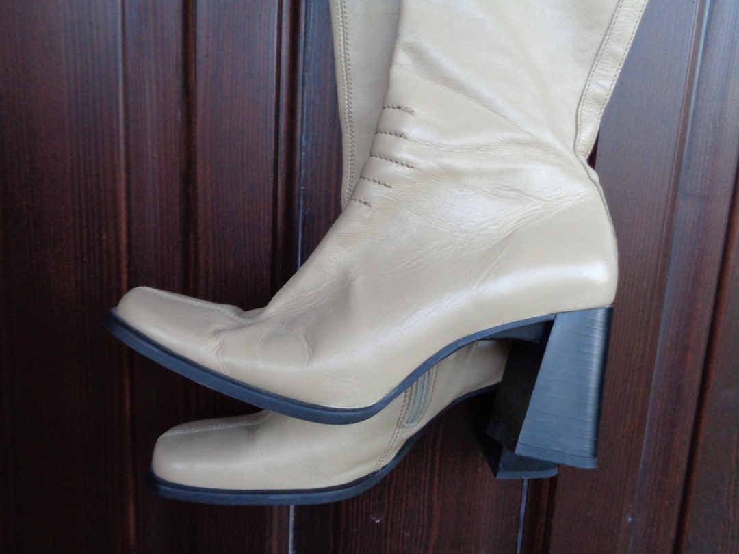 Vintage Vagabond Boots Beige Leather Boots Made in Portugal - Etsy