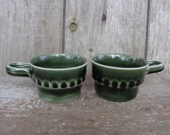 Pair of Norwegian vintage Glögg cups, Green ceramic cups Norway 1823