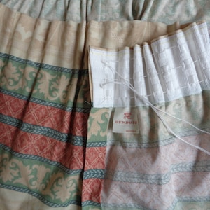 SUNDOUR Curtain made in UK; Vintage Curtain Valance; Large Valance H 13&quot;x W 262&quot; Beige, Rust & Sage 100% Cotton Valance; Kitchen Valance
