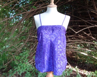 Vintage strap top size XS, Vivid purple spaghetti strap top; Pit to pit 16"/ 41cm