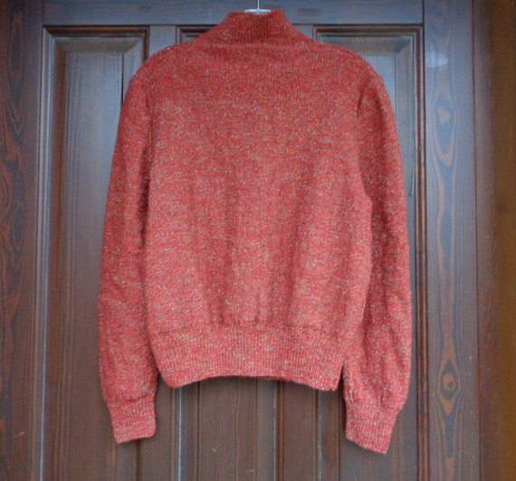Vintage hand knitted sweater; Brick color sweater… - image 4