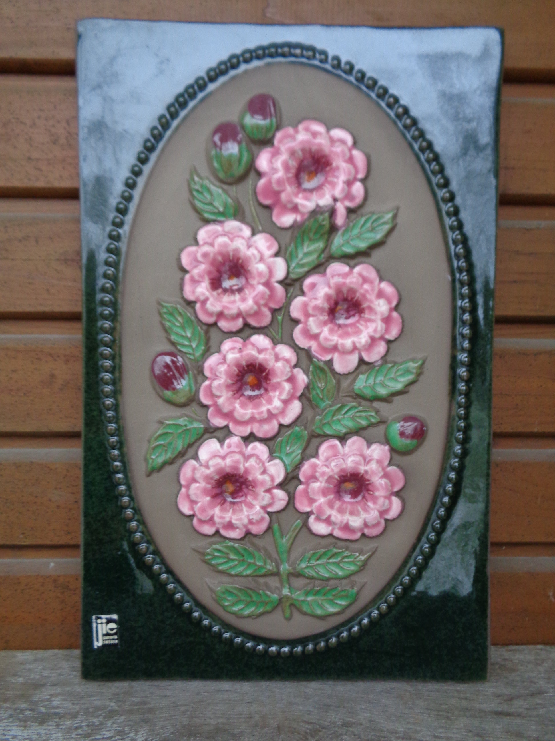 Swedish Vintage Ceramic Wall Plaque, Large Ceramic Tile 864