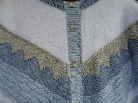 80s Vintage Knitwear Light Blue Sweater; Bat Slee… - image 5