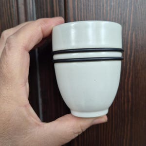 Höganäs Keramik APOLLO Kristina Stark white stoneware handleless cup H3"/ 7.5cm 100ml
