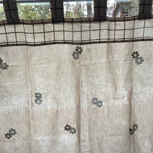 Scandinavian vintage kitchen curtain W38&quot;x L30&quot; Tab top privacy curtain