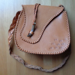 Vintage Bag; Genuine Leather Bag; Caramel Brown Leather Purse; Light Brown Hard Leather Bag; Braided Strap Top Shoulder Bag, Women&#39;s Handbag