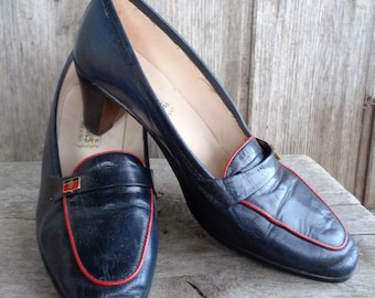 Vintage real leather shoes, Moda MAGNUS pumps made in Italy size 39 / UK 6 / US 8