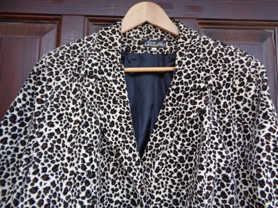 Vintage Jacket; Corduroy Jacket with Leopard Prin… - image 2