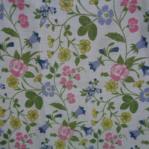 Kitchen Curtain, Swedish Vintage Curtain with Meadow Flowers H20"x W78" Plain Cotton Curtain with Botanical Print