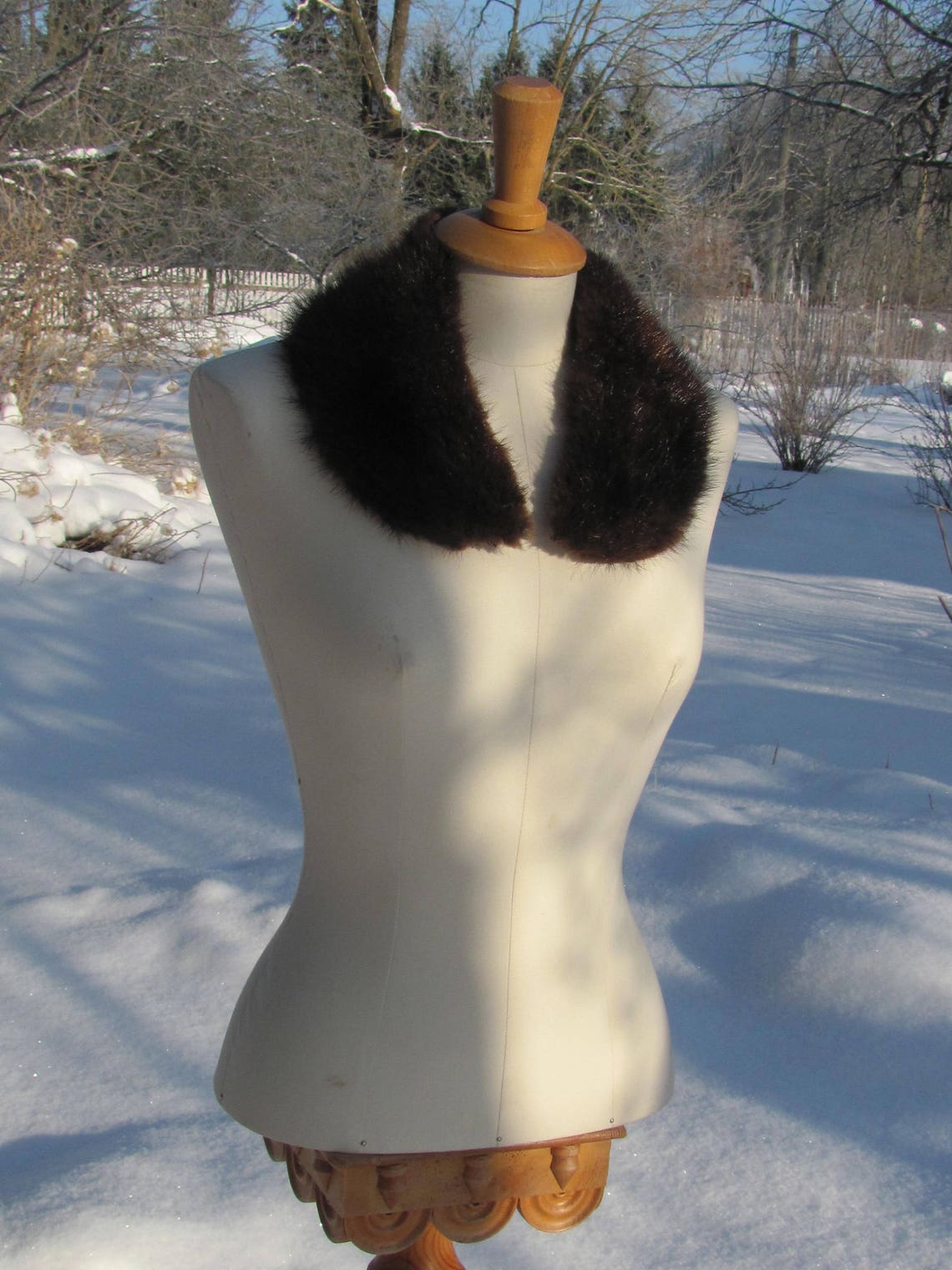 Swedish Vintage Mink Fur Collar Dark Brown Real Fur Collar Etsy
