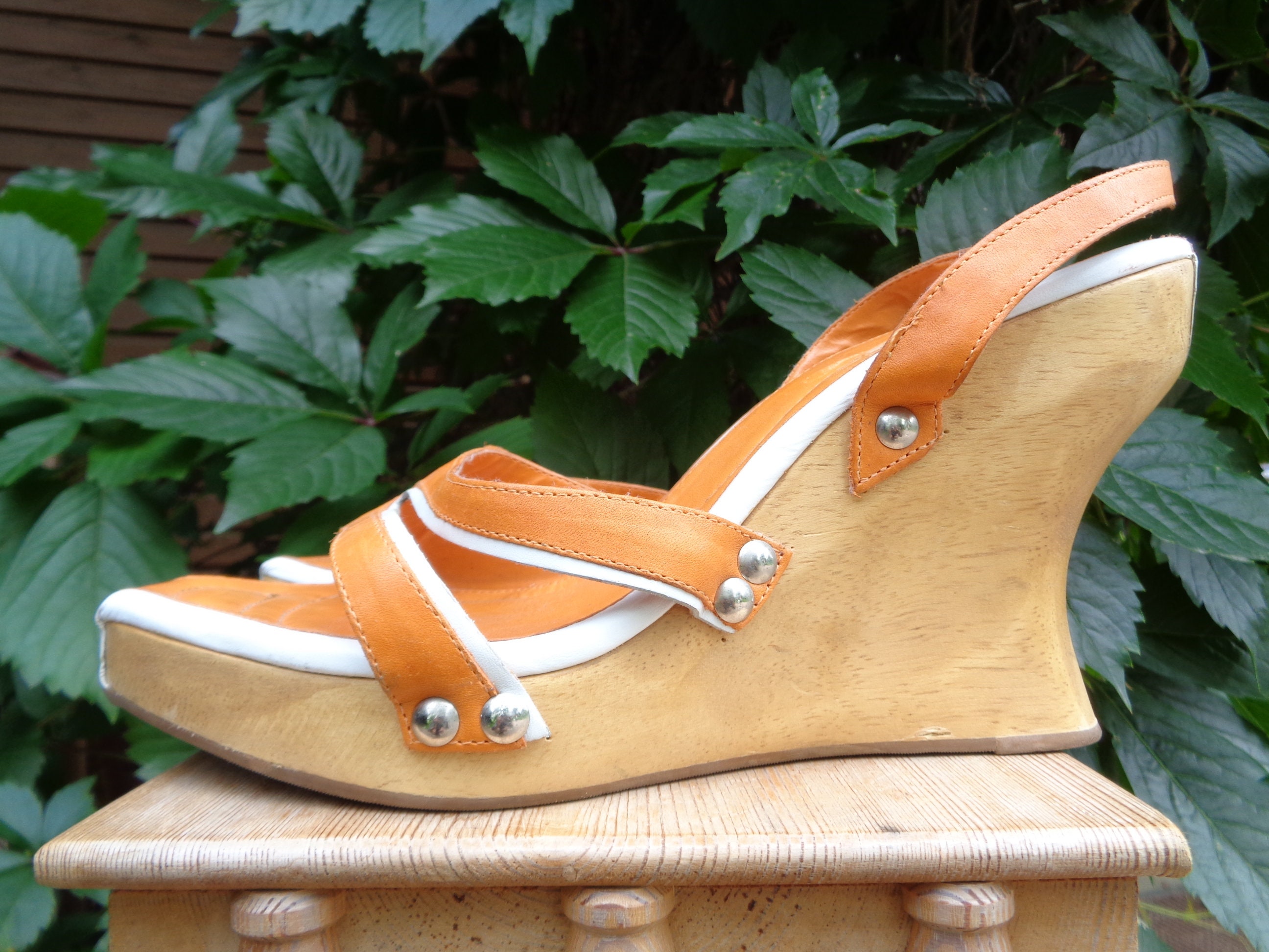 Sandalias Cuña de Madera Vintage fabricadas en Brasil - Etsy España