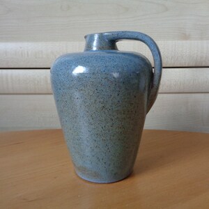 Swedish vintage LAHOLM studio ceramic signed by Olof Larsson H6&quot;/ 15cm; Mid Century pottery; Grayish blue ceramic pitcher