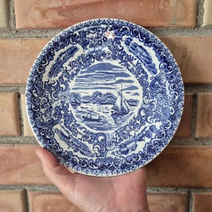 Rörstrand blue & white transferware plate from series "Swedish Castle" dia 19.5cm
